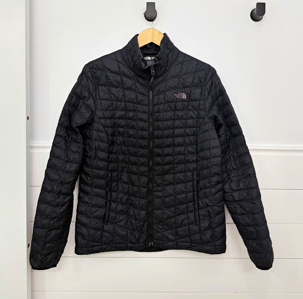 Women’s The North Face Thermoball Quilted Puffer Full Zip Lined Black Size L